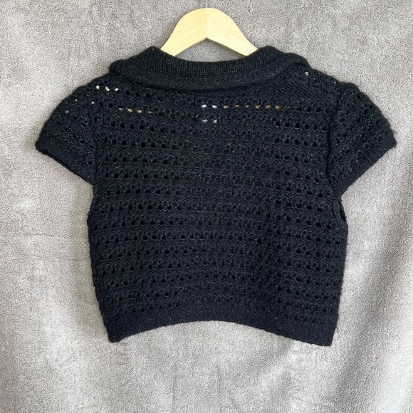 ❤️GAP Women/Junior Open Front Open Knit Collared Bolero Cardigan Black Sz S - Picture 6 of 10